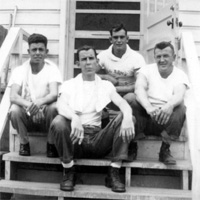 Edward Crawford and 3 unidentified comrades, 14th Chemical Maintenance Company, believed taken at Fort Rucker, Alabama